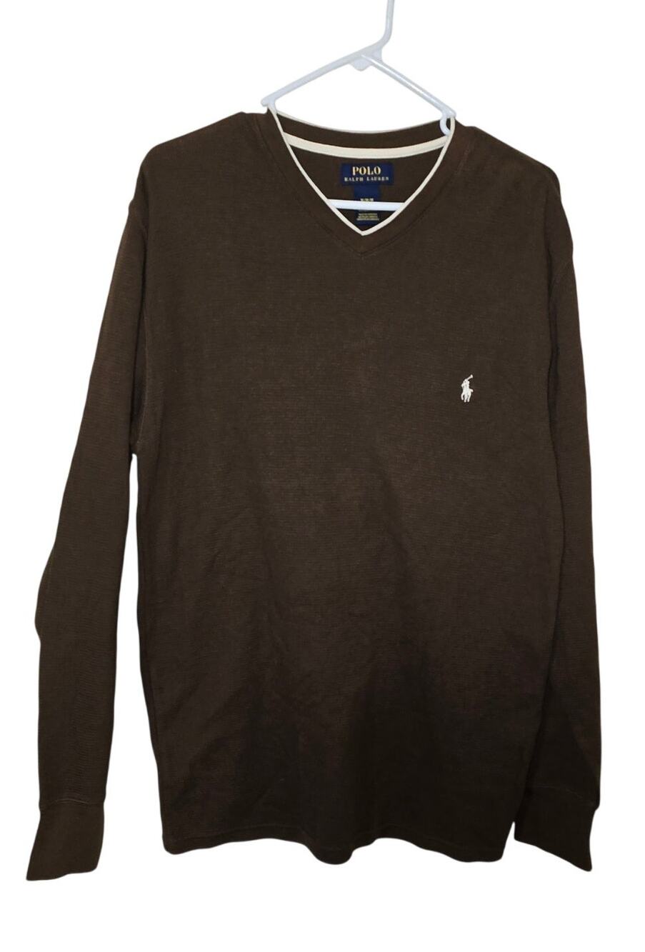 Polo Ralph Lauren V Neck Men's Waffle Knit Pullover 100% Cotton, Long Sleeve Med